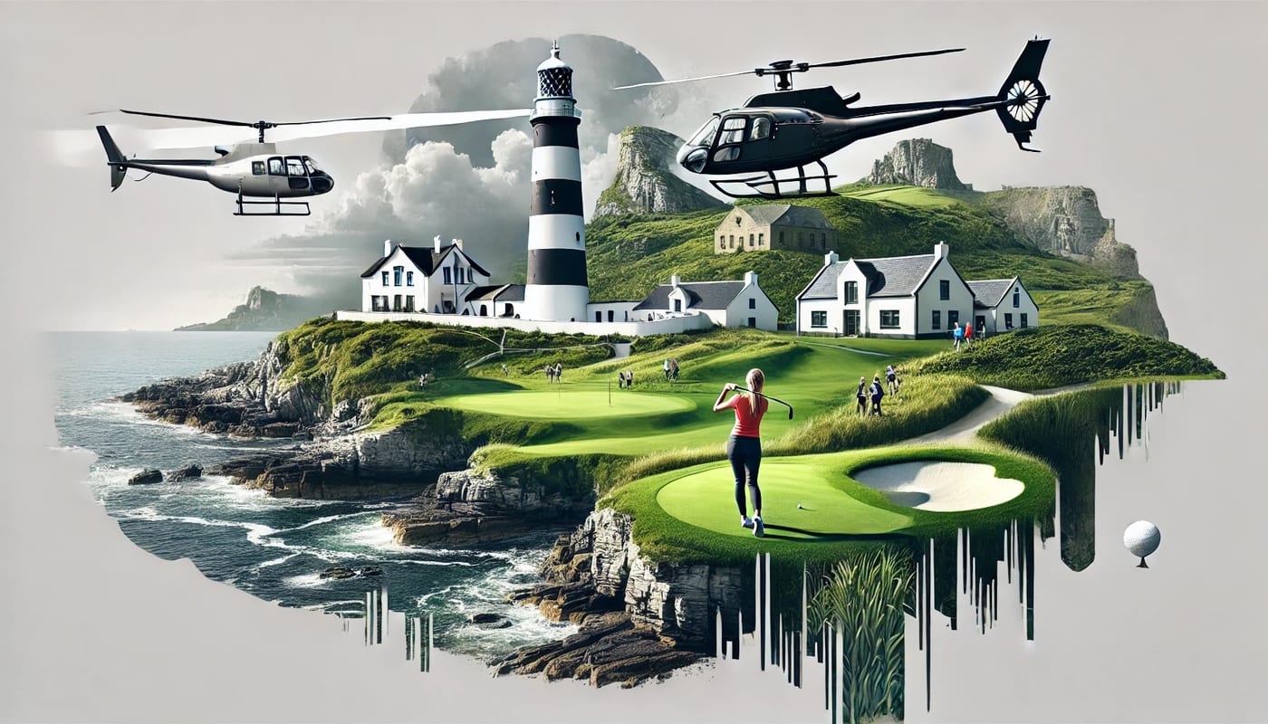 So sieht die KI-Interpretation von Golf-Bucketlist auf europäischen Inseln aus: Der legendäre Old Head Golf
